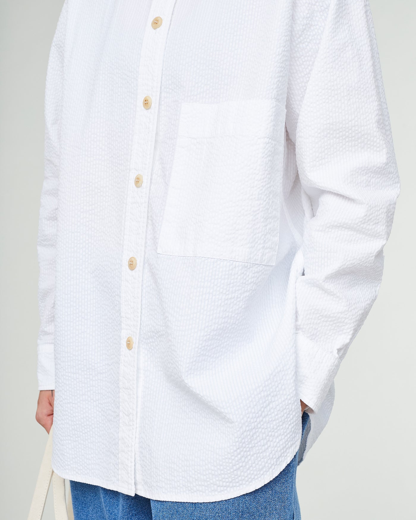 G.o.D Maxi Shirt Seersucker White