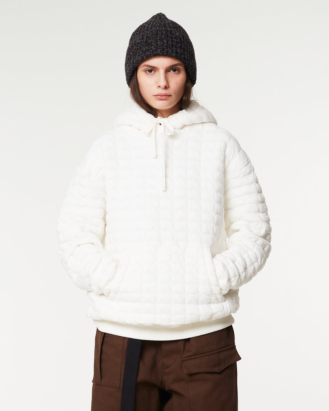 Hoodie Quilted Fleece White