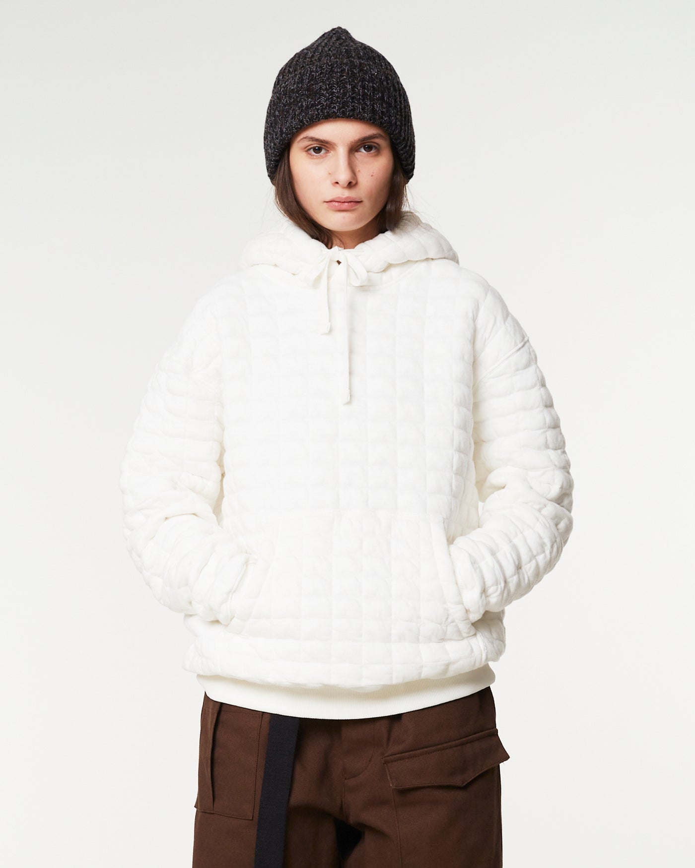 Hoodie Quilted Fleece White