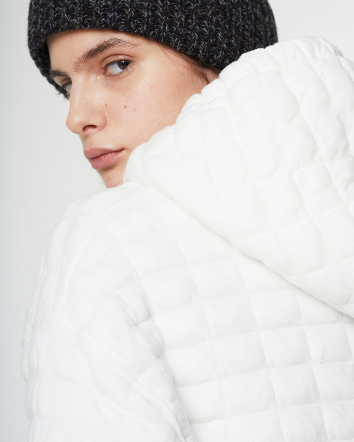 Hoodie Quilted Fleece White