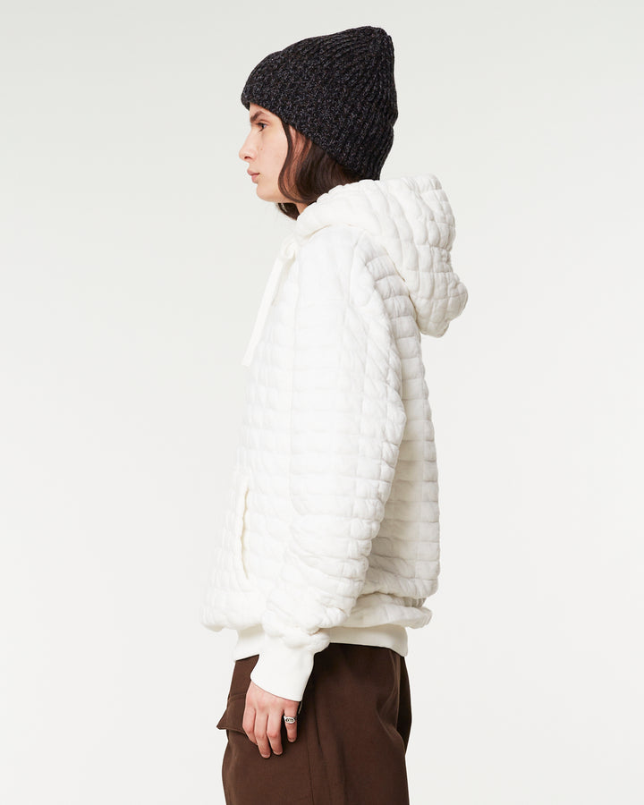 Hoodie Quilted Fleece White