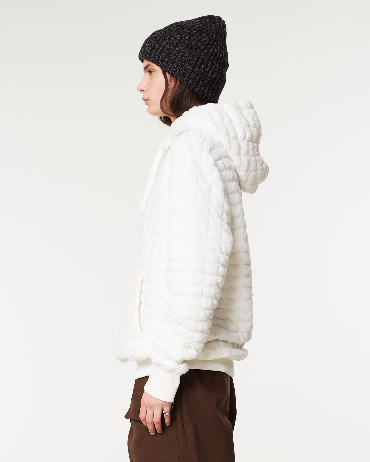 Hoodie Quilted Fleece White